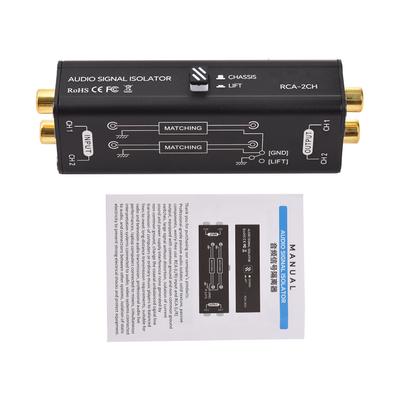 Portable 2 Channels RCA Ground Loop Isolator Professional Hum Eliminator Audio Signal Isolator Noise Filter for Home