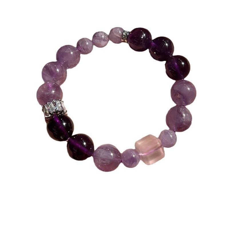 Rhythmic Purple Crystal Bracelet: Qixi Limited Edition with Nine Purple Li Fire Beads - Women's Douyin Style