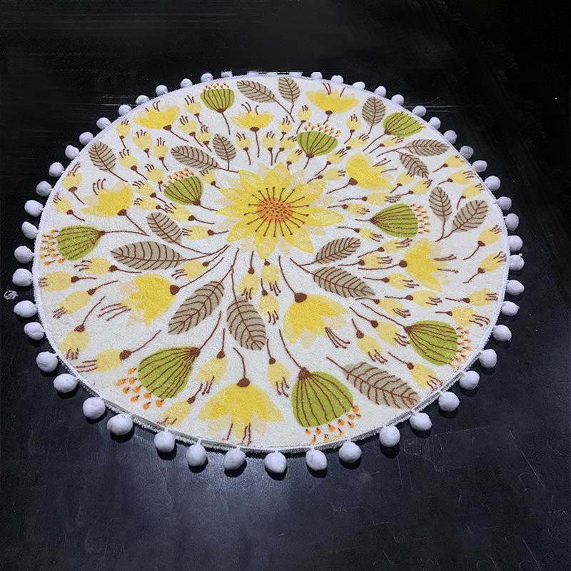 Circular Carpet Home Bedroom Carpet Coffee Table Window Mat Ethnic Style Circular Carpet