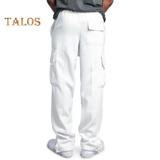 Herr Vår Höst Byxor med Flera Fickor Dragsko Elastisk Midja Vida Ben Plus Size Mjukisbyxor Stretchiga Byxor Enfärgade Lösa Street Style Sport