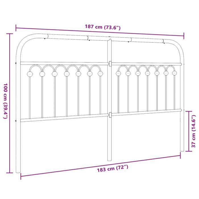 VidaXL Tête de lit métal blanc 180 cm, tête de lit en métal, tête de lit haute, tête de lit pour lit double, tête de lit 376685