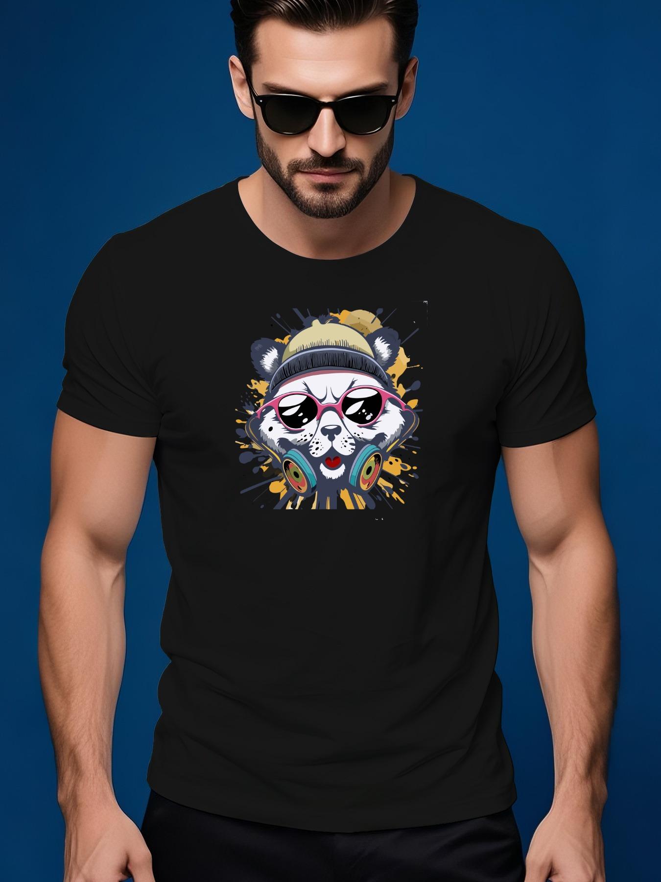 Summer Tshirt with Whimsical Cat Graphic S