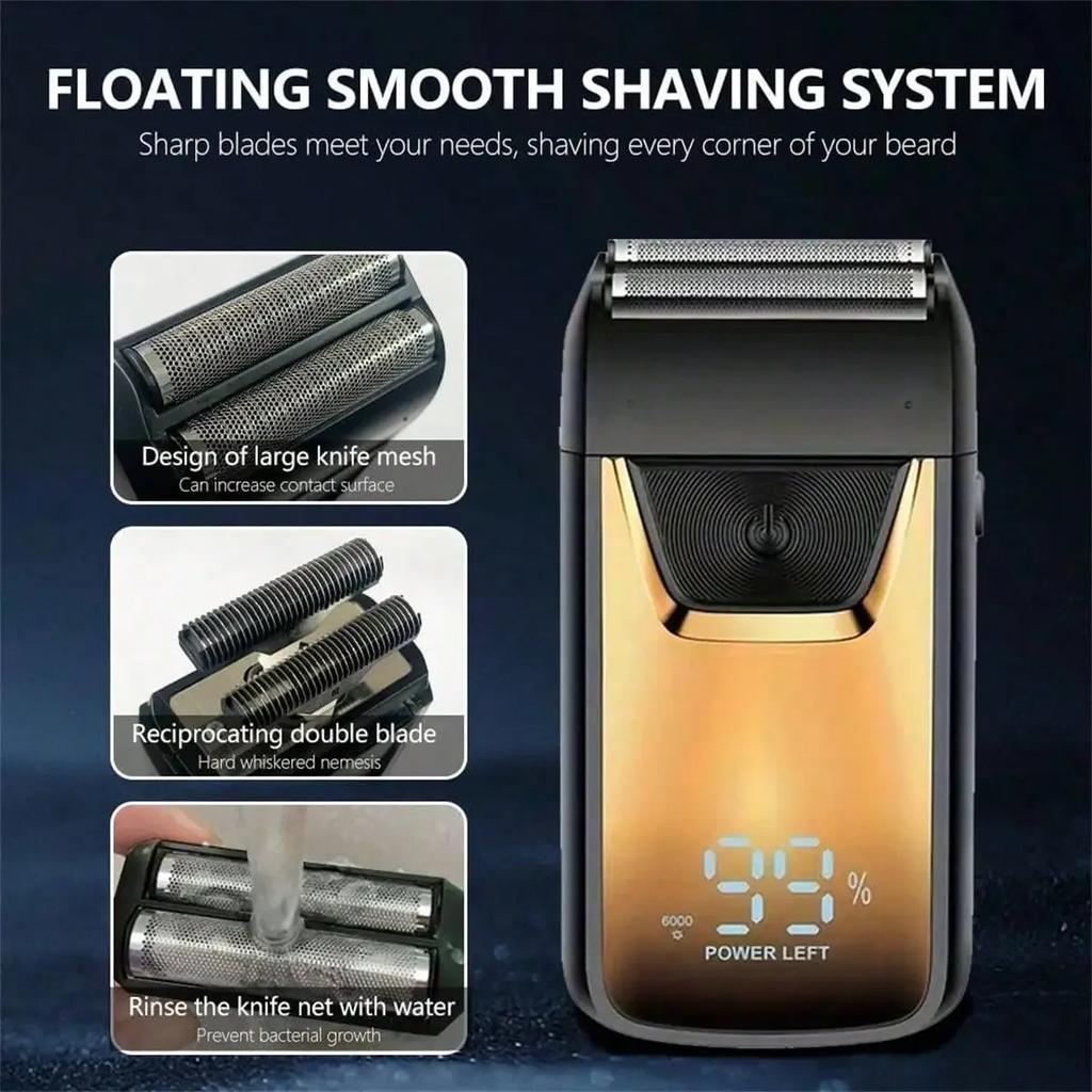 Hair Shaver Double Blades Shaver Electric Shaver Razor For Men Close Bald Head Barber Shaver Trimmer Cordless