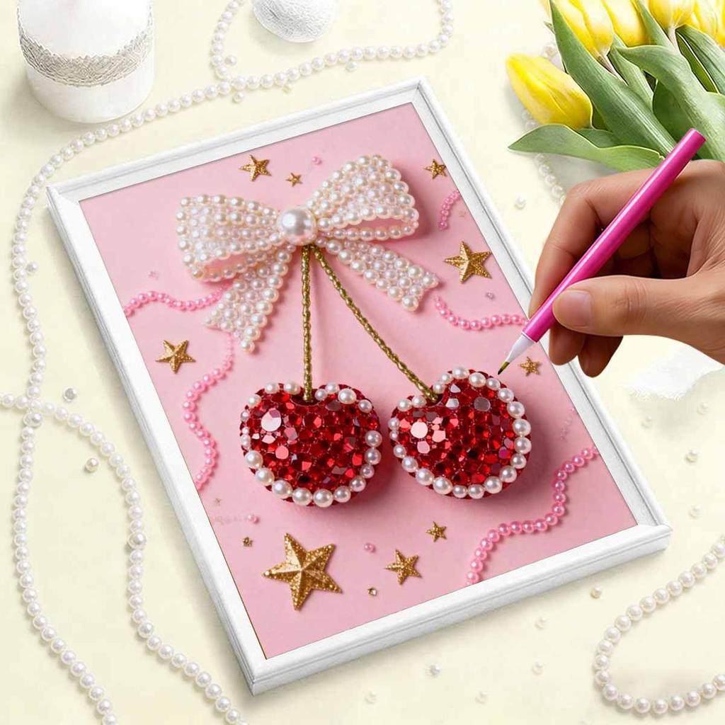Pearl Painting Kit Cherry Theme Frameless Handicraft DIY Bedroom Decoration Living Room Wall Art Room Decoration Art Craft Decoration