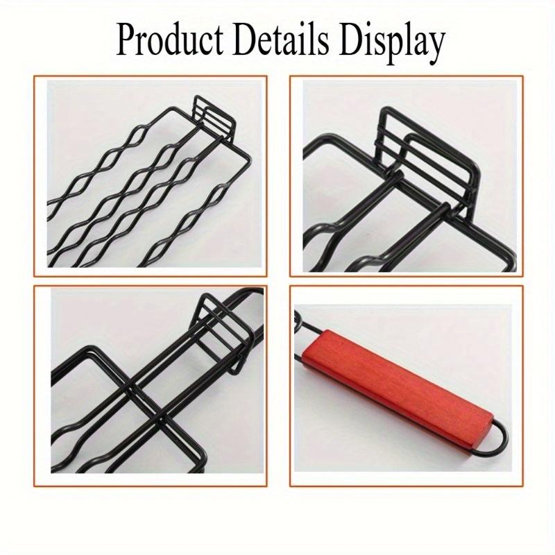 Multifunctional Carbon Steel BBQ Sausage Grilling Basket Outdoor Camping Barbecue Tool With Heat Resistant Handle Meat Sausage