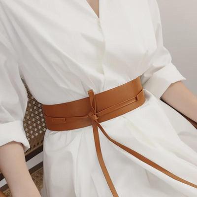 Cinturón ancho de cuero elegante para mujer, estilo coreano, con diseño de nicho.