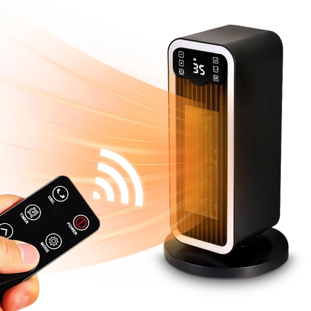 

Электрический обогреватель Warmer 1500 Вт Тепловентилятор Защита от перегрева и опрокидывания Пульт дистанционного управления Мини PTC Электрический тепловентилятор для дома 1500W&EU чёрный