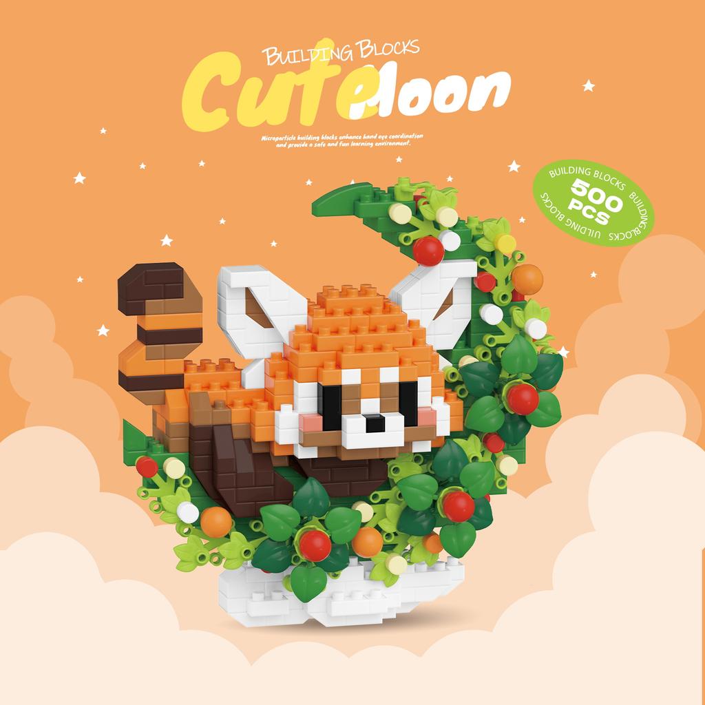 Cute Pets With Flowers Micro Building Blocks Cartoon Figures Animals Cats Panda Sanrio Disney Ornament Christmas Gifts