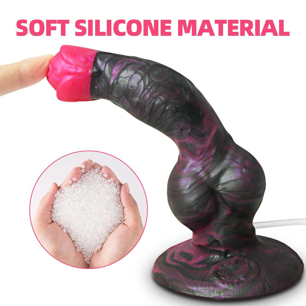 Large Dog Knot Ejacultion Dildo With Sucker Spray Liquid Function Sex Toys For Women/Men/Couple Purple Silicone Squirting Penis