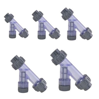 Transparentní PVC filtr typu Y-Filtr Fish for Tank Konektor PVC potrubí Zavlažovací filtr