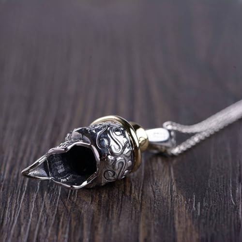 ForFox 925 Sterling Silver Skull Pendant Golden Hat Glasses Gothic Jewelry for Men Women