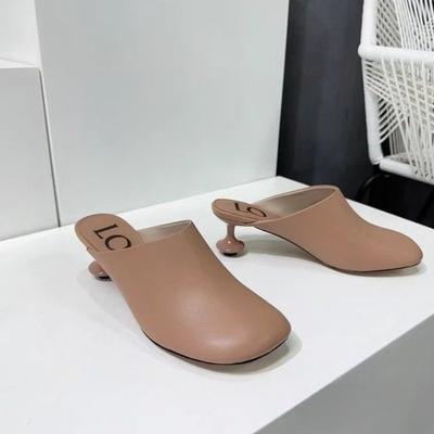 Custom Irregular Low Heels Shoes Women Round Toe Slippers Slip On Dress Sandals Office Ladies Causal Mules