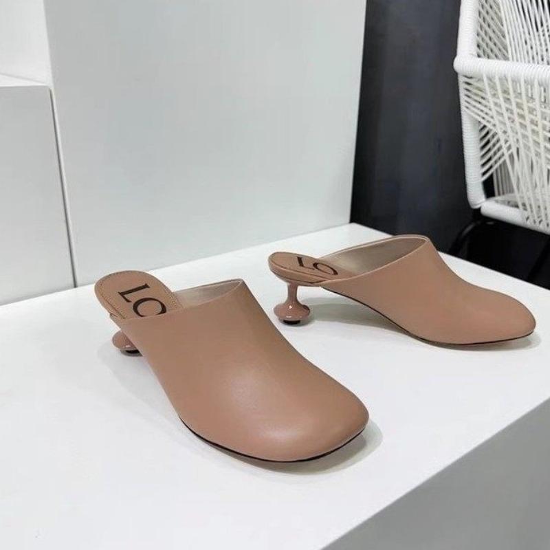 Custom Irregular Low Heels Shoes Women Round Toe Slippers Slip On Dress Sandals Office Ladies Causal Mules