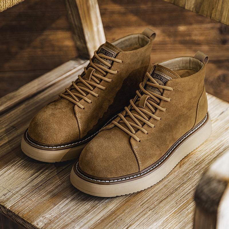 Fashion 2025 Designer Brand High Top Casual Shoes Winter Cotton Men's Business Short Boots Retro Brown Men's Leather Ankle Boots