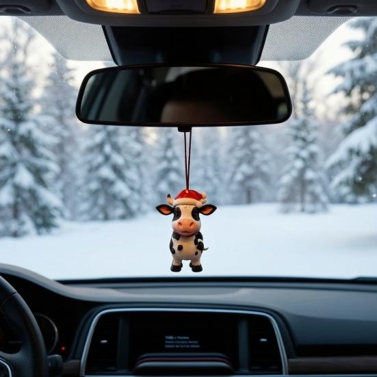 Collectible Christmas Figurines for Enthusiasts Cow Ornament Advent Calendar 2026, 24 Days 2D Acrylic Hanging Pendant Portable Decorations Home