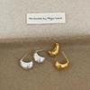 Exquisite High-End Textured Bean Metal Stud Earrings for Women: Versatile & Fashionable Accessories