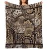 Paisley Tan Brown White Black Abstract Textures Fabric Print Throw Blanket Bed Fashionable Beautifuls Luxury Blankets