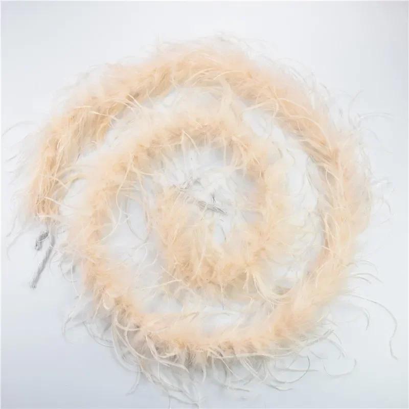 

2Meters Fluffy Ostrich Feather Boa White Black Ostrich Feathers for Clothes Scarf Decor on Tape Tassel Fringe Trim Decoration