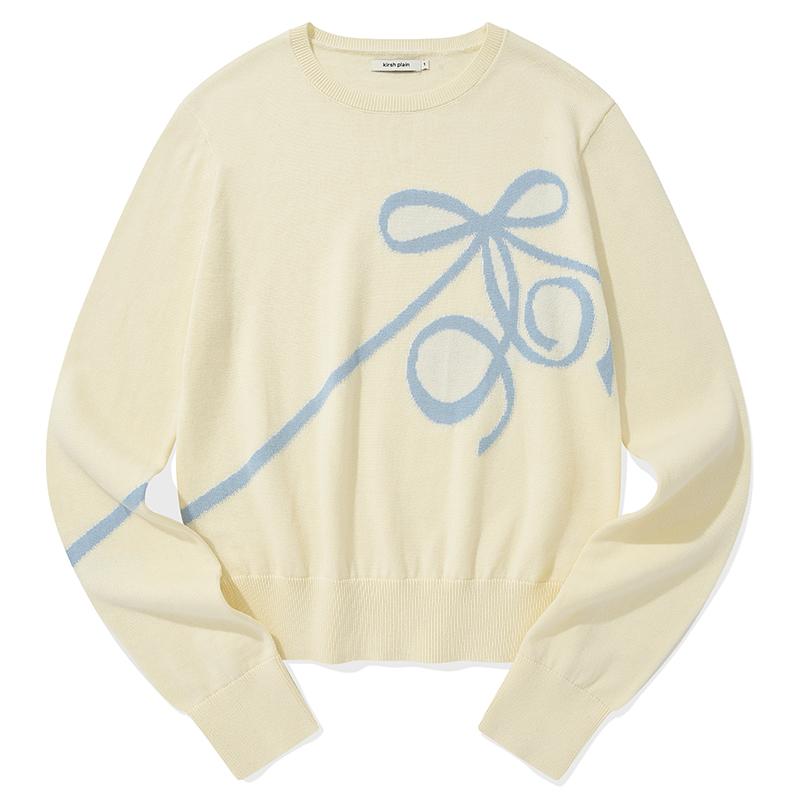 KIRSH Plain Ribbon Cherry Knit [Ivory]