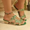 Fashion 2025 New Women Slippers Fashion Shoes Woman Chunky Heels Hollow Casual Sandals Summer Rhinestone Slippers Ladies Slides Women