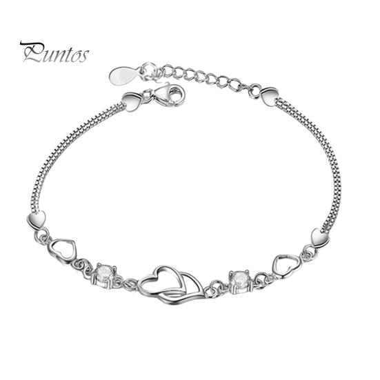 

Браслет «Переплетені серця» Браслет зі сплаву міді з кристалами Жіноча прикраса на зап ястя Подарунок на День святого Валентина, річницю для неї, дівчини, дружини білий