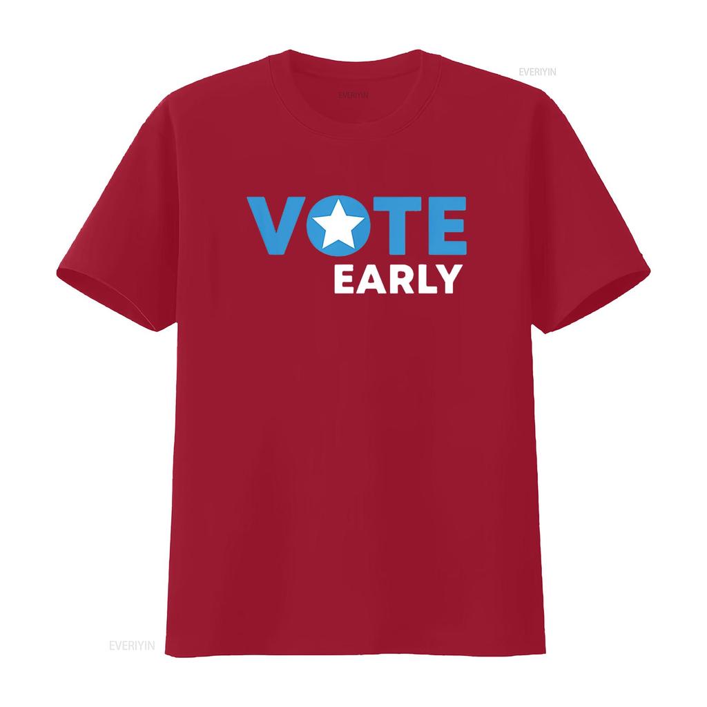 Vote Early Womens T Shirt Black 2XL vintage Washed Casual homme Stylish streetwear Stretched Versatile fashion designer clothes