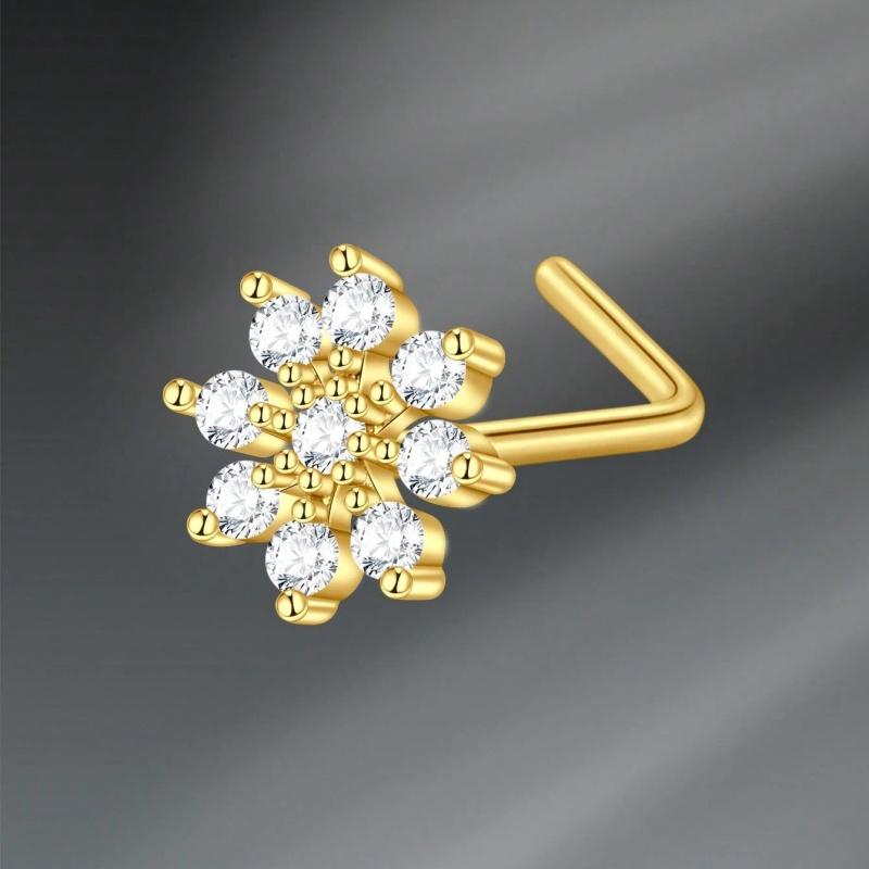 Argolas de Piercing de Nariz em L Coração Lua Fofo Zircônia Brilhante Cor Ouro Prata Piercing de Nariz Para Mulheres Meninas Joias de Narina