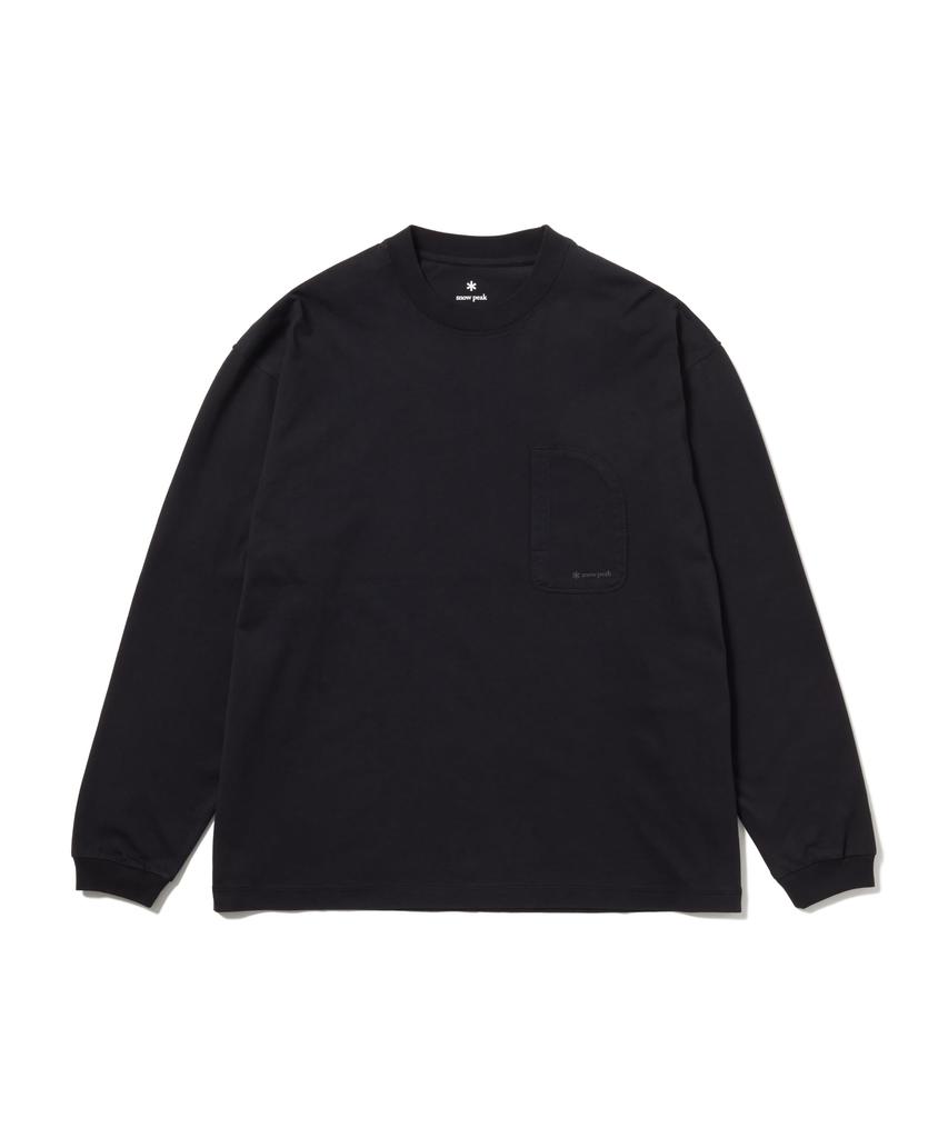 Organic Mercerized Long Sleeve Size M [Snow Peak] T-Shirt CS-26SU005 Long-sleeved T-shirt, Men's/Women's, BLACK,