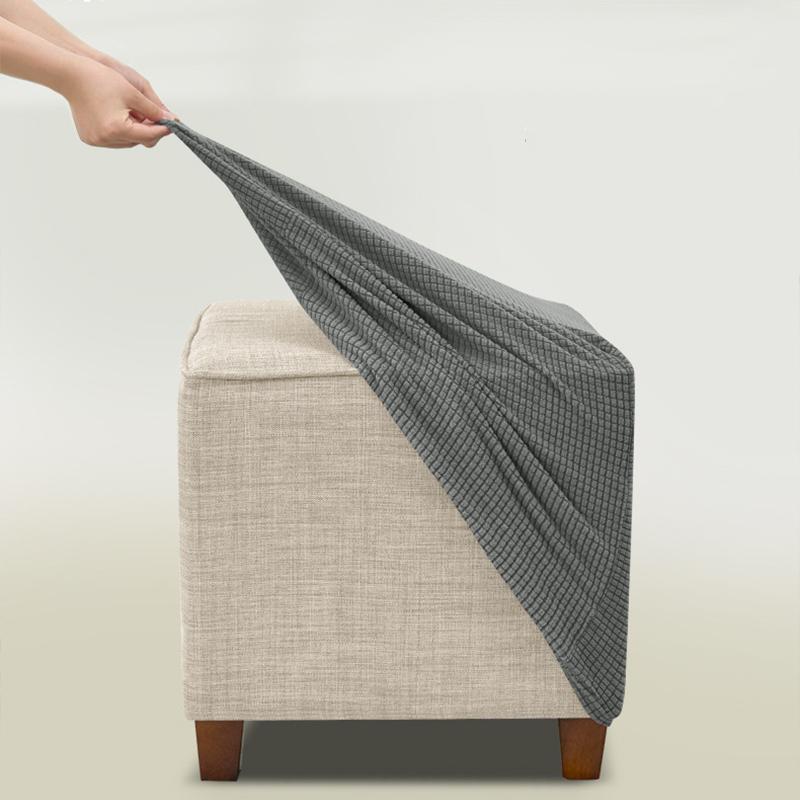 1 buc Husă elastică durabilă pentru otoman, moale, pătrată, cu elastic, rezistentă la șifonare, din catifea, ușor de instalat, lavabilă