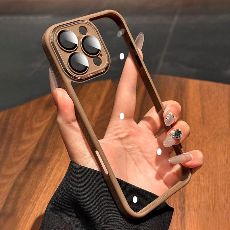 Original Gold Case For iPhone 16 Pro Max Glass Camera Protector Case for iPhone 15 13 12 14 Pro Max Transparent Shockproof Cover