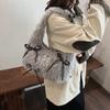 Korean Style Ins Bow Fluffy Shoulder Bag Autumn Winter New Large Capacity Cute Commuter Handle Bag Texture Simple Storage Bags