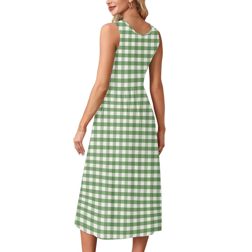 Elegante abito estivo da donna, abbigliamento casual chic, gonna prendisole da spiaggia con tasche