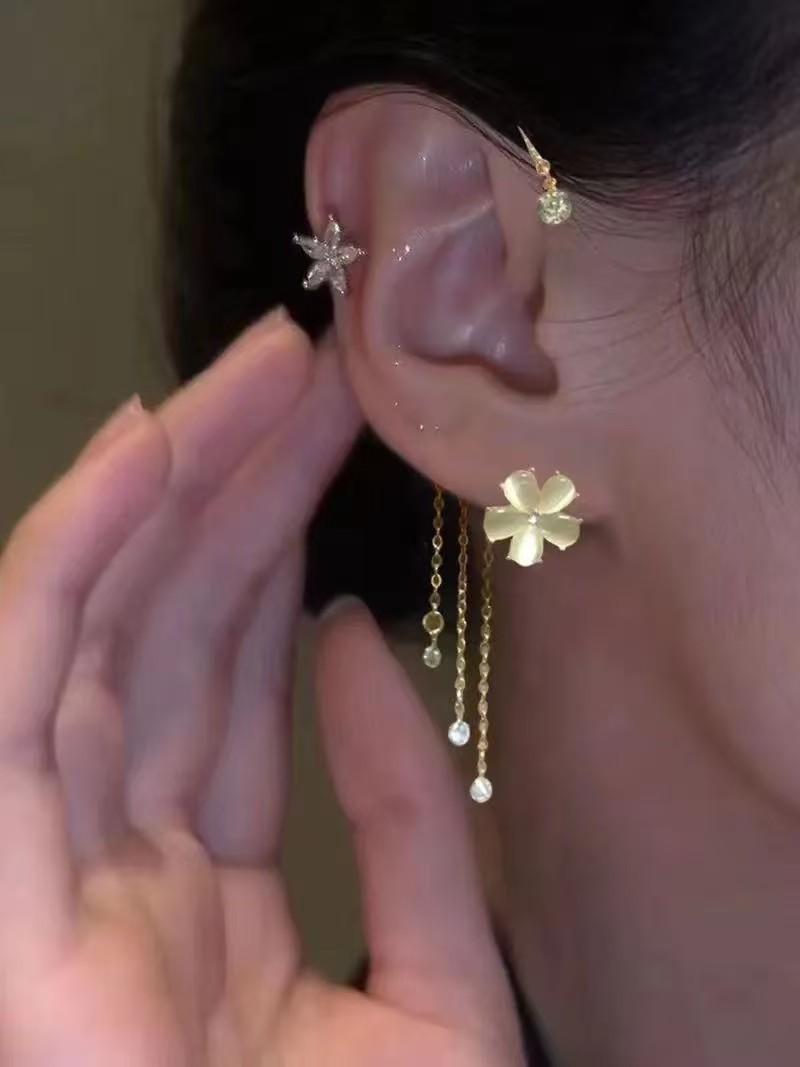 

Fashionable Non-hole Earrings Long Tassel Ear Hooks Non-pierced Ear Clips ONE SIZE