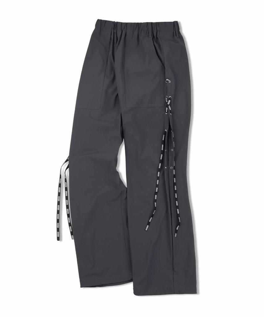 Keuleogsi Side Lace-Up Wide Pants Charcoal