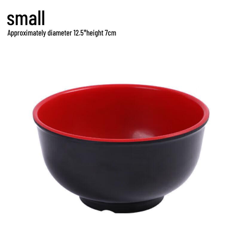 ZEBIAN Extra Thick Red & Black Melamine Ramen Bowl