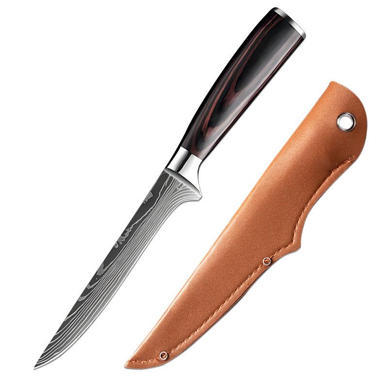 

Кухонные ножи из нержавеющей стали, нож для разделки мяса с ножнами, острый поварской нож для мяса, рыбы, суши, для готовки дома 6 inch