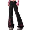 Calças Jeans Pretas Femininas Lavadas Velhas com Bordas Irregulares Perna Larga Moda Única Silhueta Relaxada de Perna Larga com Tecido Durável, Jeans Versátil