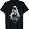 Image Of Astronaut Illustration T Shirt Black Vintage Stretched Stylish Casual Slightly Fashion Unisex Soft