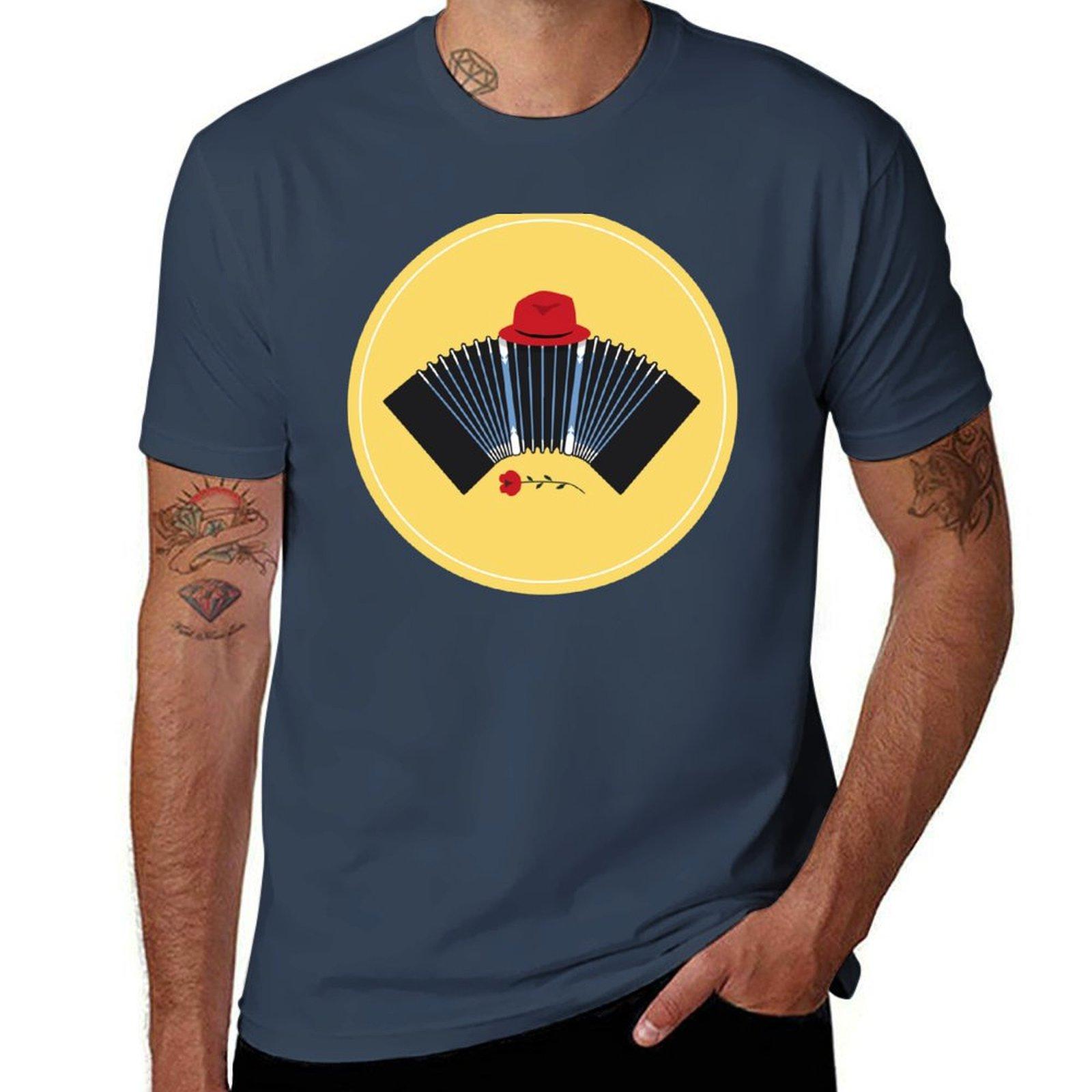 Argentine Tango Bandoneon Fedora and Rose Art TShirt Holiday Party TShirt for Unisex S