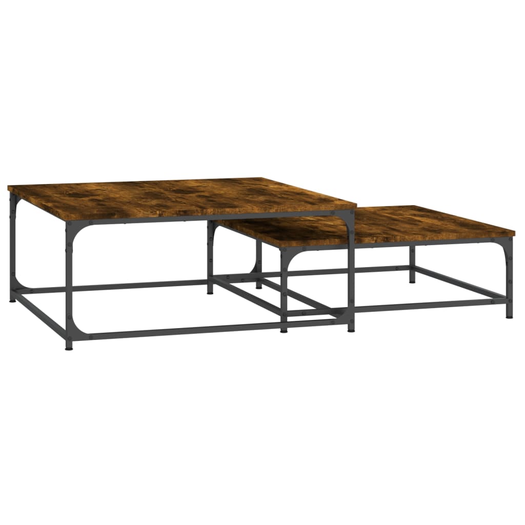  Slotted Tables, 2 Pcs., Smoked Oak