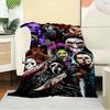 For Horror Icons,Halloween Monsters,Film Characters-Themed Flannel Blanket, Glam Style, Digital Print, All-Season Comfort, Tear-Resistant, K