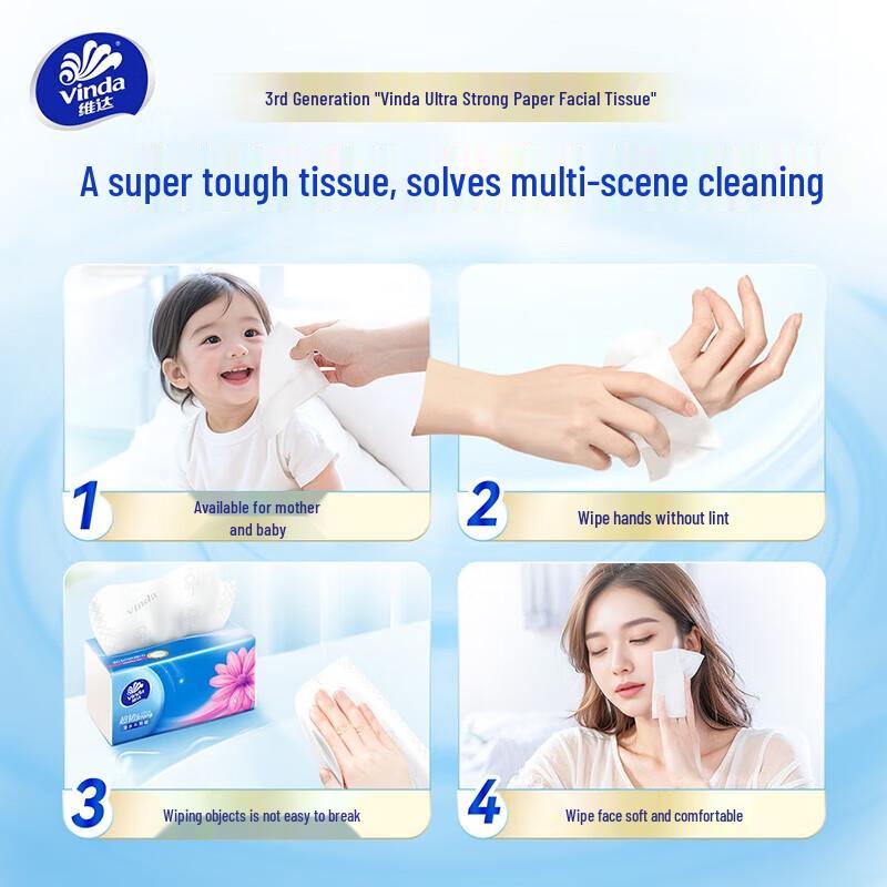 Vinda Ultra-Tough 3-Ply Soft Pack Facial Tissues