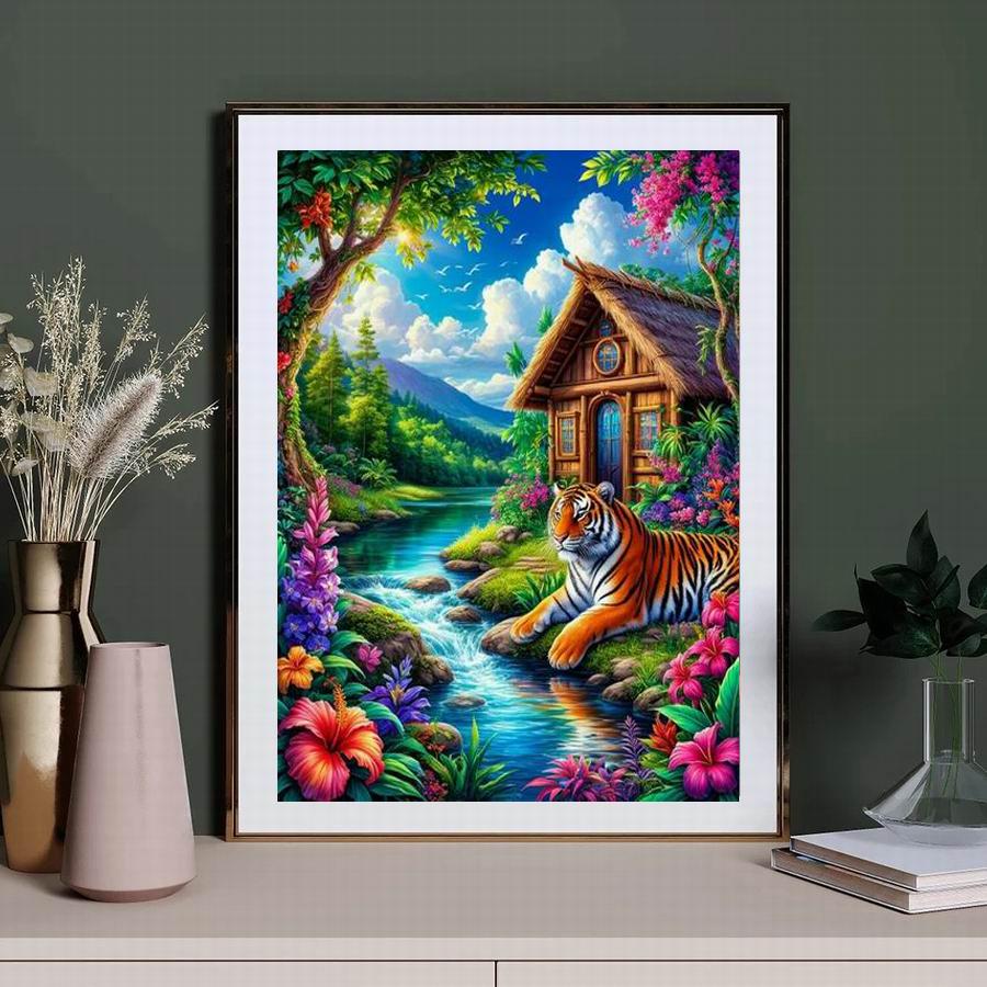 Diamant Schilderij Tijger Hond Wasbeer Diy Volledig Vierkant Rond Boor Strass Borduurwerk Verkoop Dieren Huis Landschap Mozaïek Kruissteek Kits