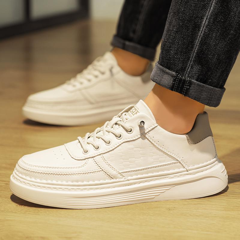 Men Leather Shoes Outdoor Fashion Comfortable Flat Shoes Trendy Casual Sneakers Men Lace Up Oxfords Shoes Men Soft Basic Shoes