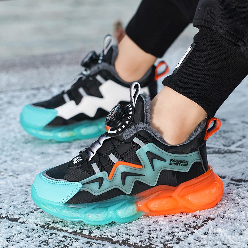 Toamna/iarna Pantofi unisex Pantofi din bumbac copii Pantofi PU Impermeabil Plus Catifea Calzi Pantofi de zapada pentru baieti ultra-ușori