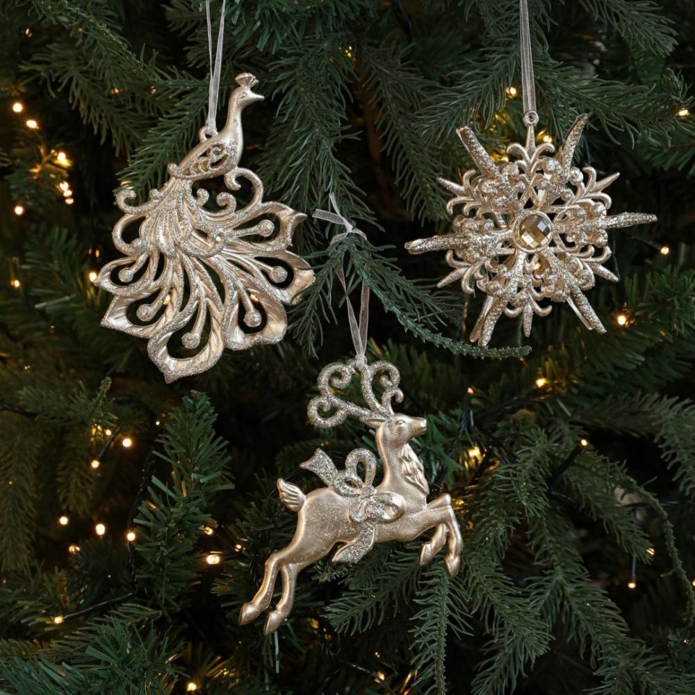 Weihnachtsdekoration Elegante Christbaumhänger Glitzernde Schneeflocken-Ornamente Festliche Weihnachtsanhänger für Girlanden Heimdekoration