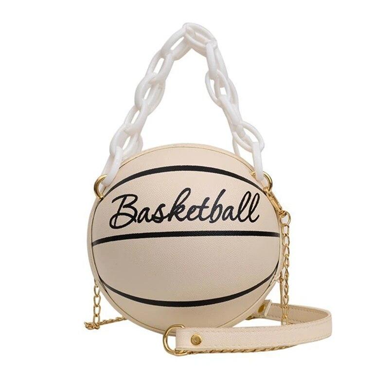 2024 New Fashionable Women's Shoulder Bag, Leather Chain Basketball Bag, Letter Printed Crossbody Bag