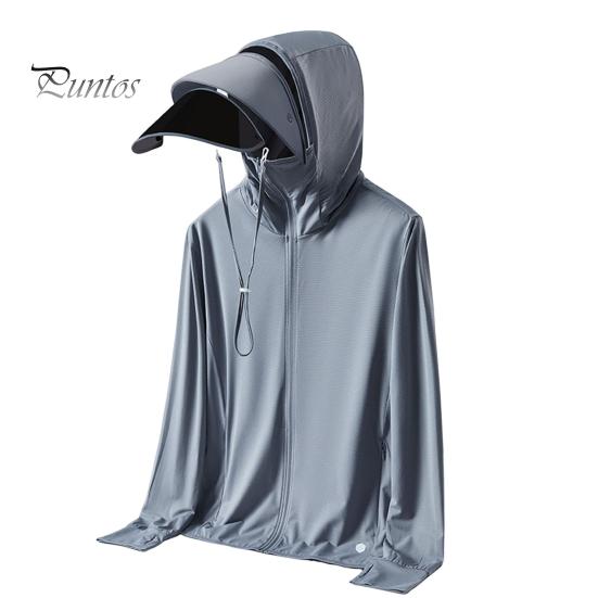 

Мужская солнцезащитная одежда со съемными полями, дышащее сетчатое пальто с длинными рукавами и боковыми карманами, верхняя одежда с защитой от ультрафиолета L темно-серого