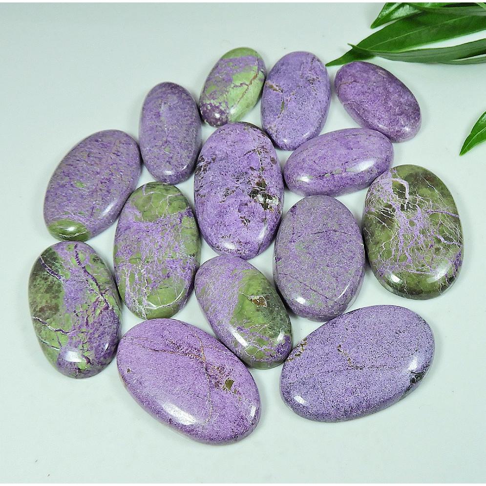 

371Cts. Natural Stichtite Oval Cabochon Loose Gemstone 14Pcs Lot 28X41MM SY-38