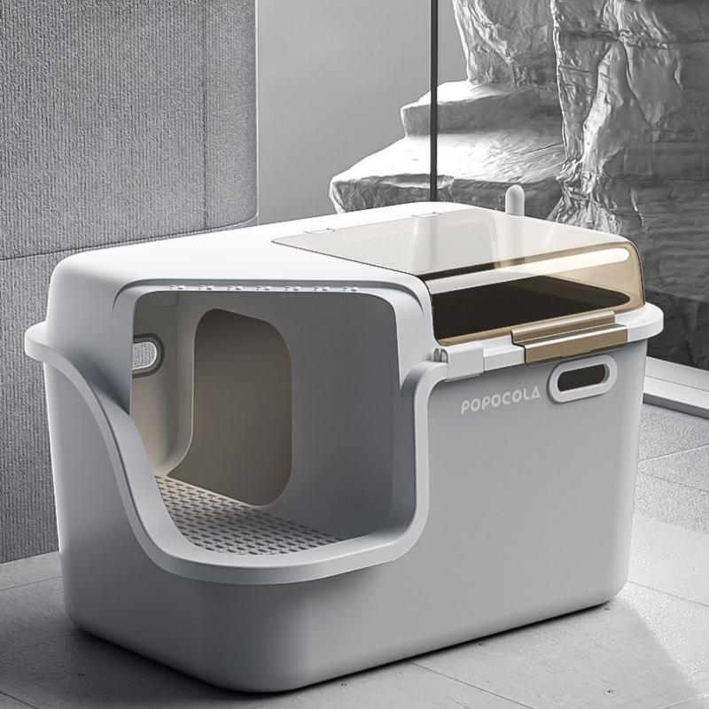 Enclosed Corridor Cat Litter Box Anti-Splash Litter Tray High-Sided Covered Cats Toilet Jumbo Cat Bedpans with Privacy Tunnel